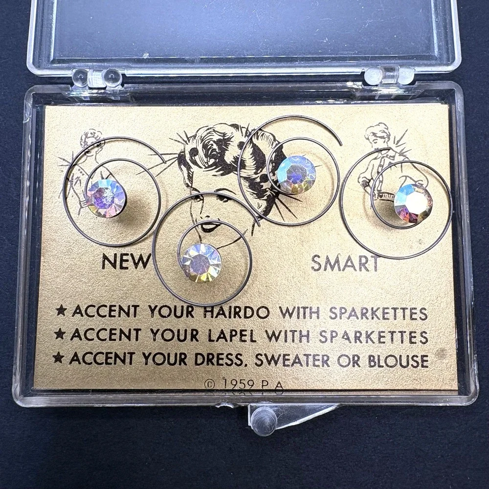 Vintage Sparkettes Aurora Borealis Rhinestones Hair Accessory Clothes Accent 50s